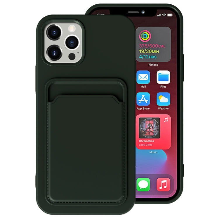 For iPhone 13 Pro Max TPU + Flannel Lining Shockproof Case with Card Slots (Dark Green) - iPhone 13 Pro Max Cases by buy2fix | Online Shopping UK | buy2fix