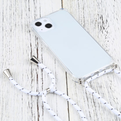 For iPhone 13 mini Four-corner Shockproof Transparent TPU Protective Case with Lanyard (White Thick Black) - iPhone 13 mini Cases by buy2fix | Online Shopping UK | buy2fix