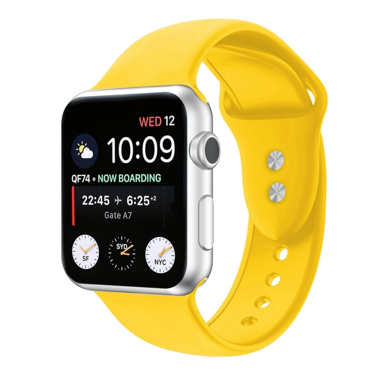 Double Nail Silicone Strap Watch Band For Apple Watch Ultra 49mm&Watch Ultra 2 49mm / Series 9&8&7 45mm / SE 3&SE 2&6&SE&5&4 44mm / 3&2&1 42mm(Yellow) - Watch Bands by buy2fix | Online Shopping UK | buy2fix