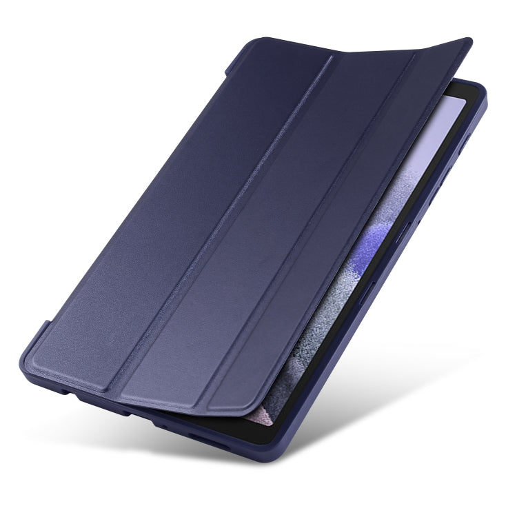 For Samsung Galaxy Tab A7 Lite T225 3-folding Horizontal Flip Honeycomb TPU Shockproof + PU Leather Case with Holder(Dark Blue) - Tab A7 Lite T220 / T225 by buy2fix | Online Shopping UK | buy2fix