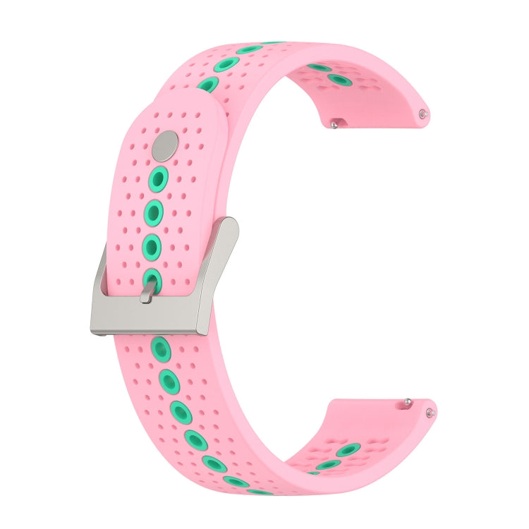 20mm Universal Colorful Hole Silicone Watch Band(Pink Mint Green) - Watch Bands by buy2fix | Online Shopping UK | buy2fix