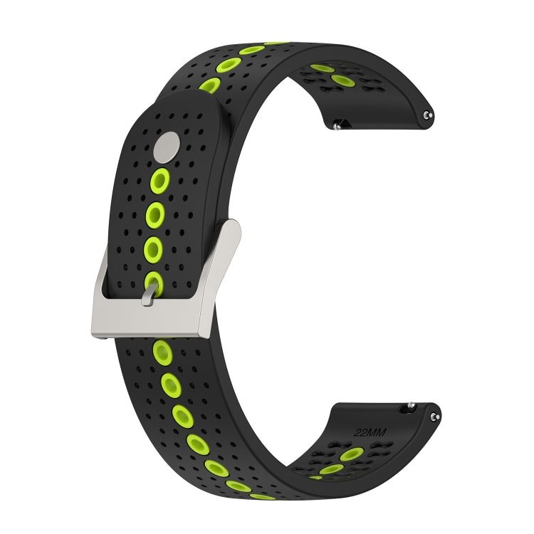 For Suunto 9 Peak Universal Colorful Hole Silicone Watch Band(Black Lime Green) -  by buy2fix | Online Shopping UK | buy2fix