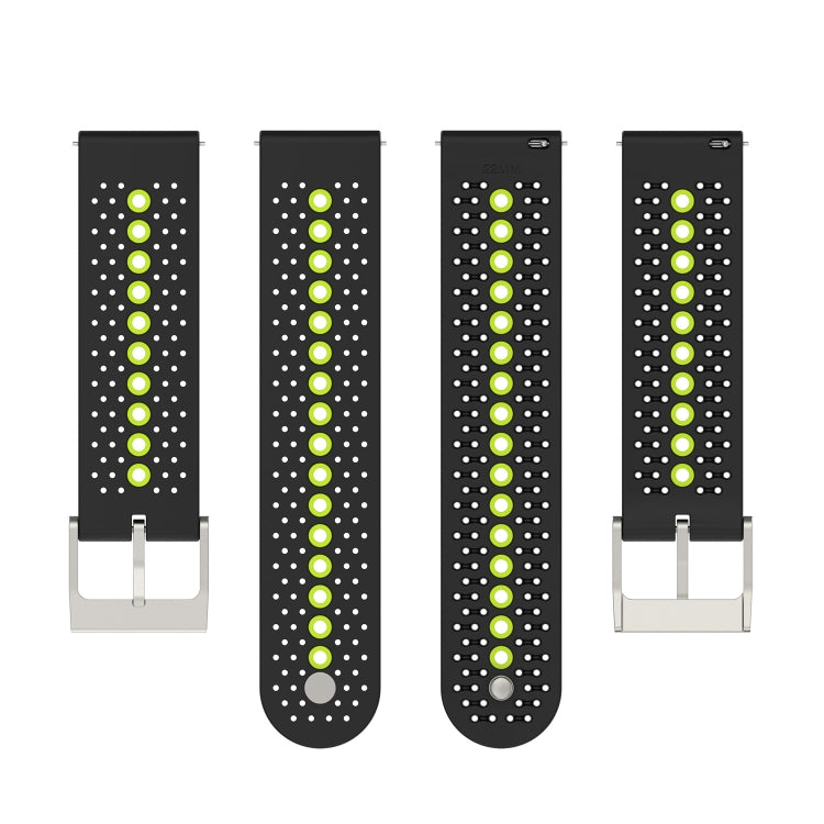 For Suunto 9 Peak Universal Colorful Hole Silicone Watch Band(Black Lime Green) -  by buy2fix | Online Shopping UK | buy2fix