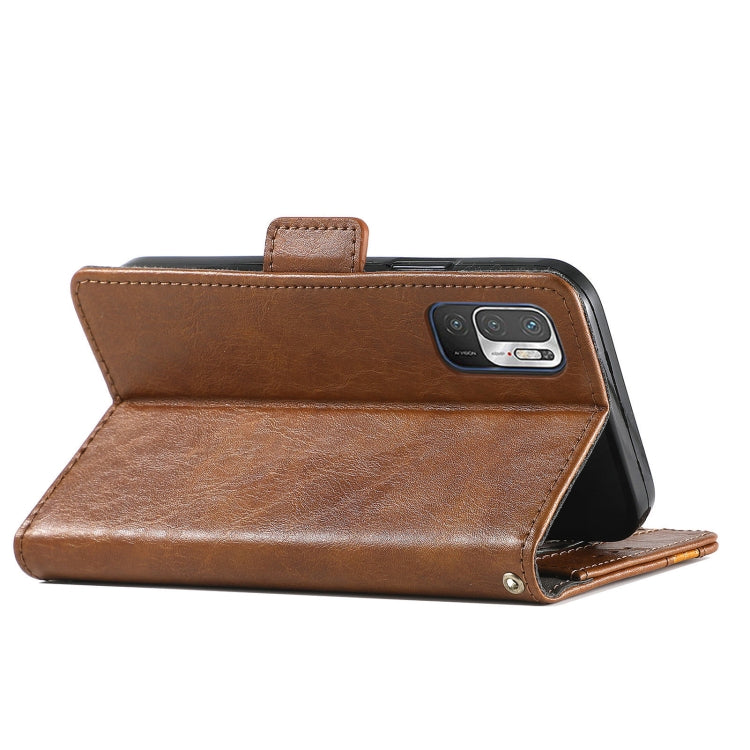 For Xiaomi Redmi Note 10 5G CaseNeo Business Splicing Dual Magnetic Buckle Horizontal Flip PU Leather Case with Holder & Card Slots & Wallet(Brown) - Xiaomi Cases by buy2fix | Online Shopping UK | buy2fix