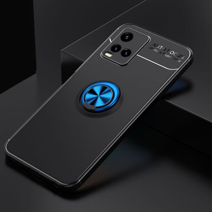 For vivo Y21 / Y33S Metal Ring Holder 360 Degree Rotating TPU Case(Black+Blue) - vivo Cases by buy2fix | Online Shopping UK | buy2fix