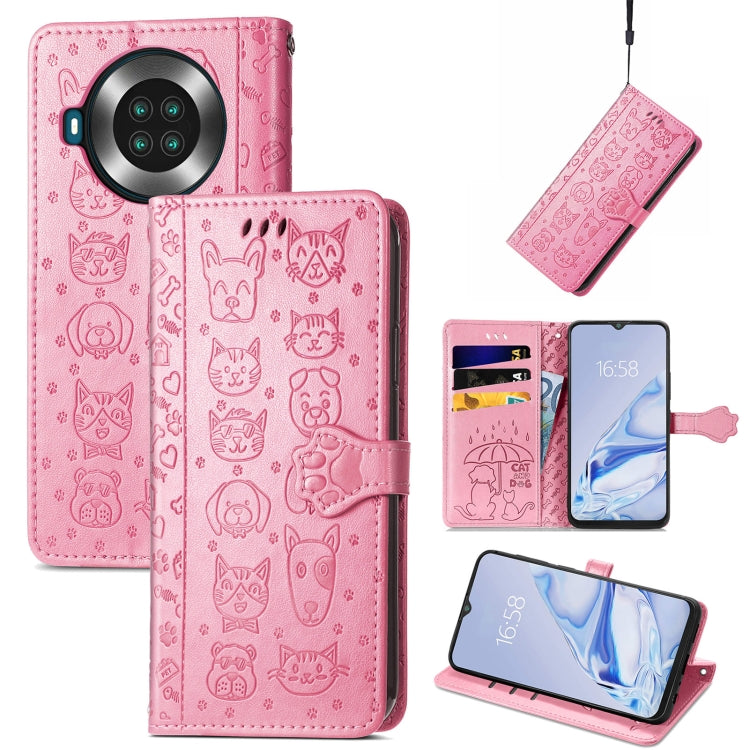 For CUBOT Note 20 Lovely Cat and Dog Embossing Pattern Horizontal Flip Leather Case , with Holder & Card Slots & Wallet & Cartoon Clasp & Lanyard(Pink) - More Brand by buy2fix | Online Shopping UK | buy2fix