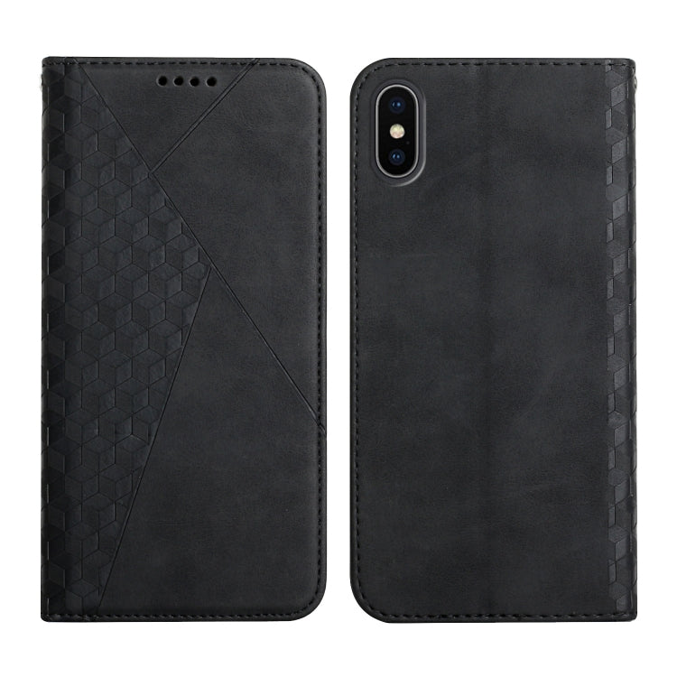 For iPhone XS Max Diamond Pattern Splicing Skin Feel Magnetic Horizontal Flip Leather Case with Card Slots & Holder & Wallet(Black) - More iPhone Cases by buy2fix | Online Shopping UK | buy2fix