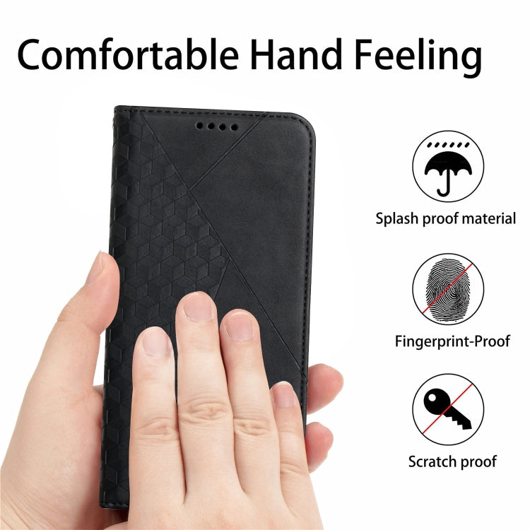 For Xiaomi Redmi Note 10 4G Diamond Pattern Splicing Skin Feel Magnetic Horizontal Flip Leather Case with Card Slots & Holder & Wallet(Black) - Xiaomi Cases by buy2fix | Online Shopping UK | buy2fix