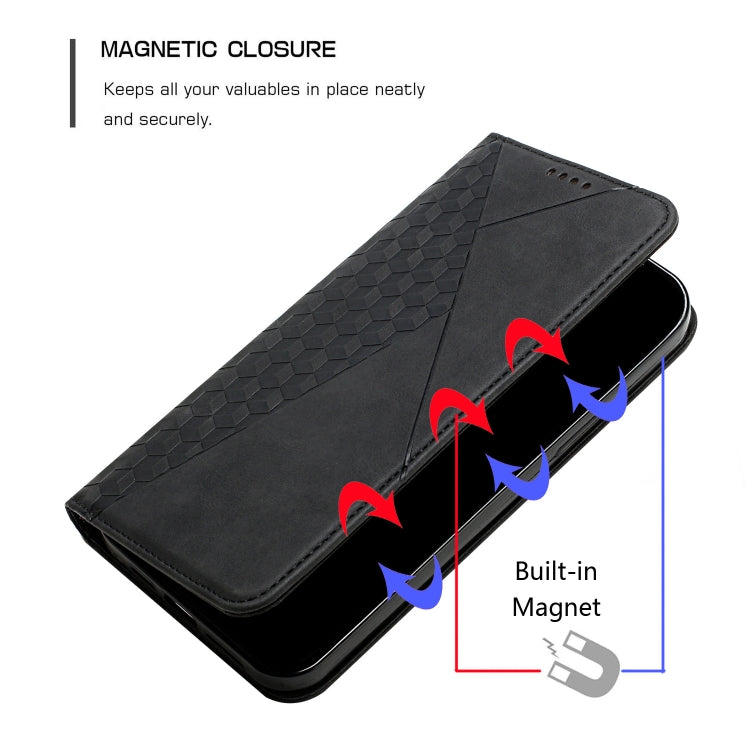 For OPPO Realme 6i / 5 Diamond Pattern Splicing Skin Feel Magnetic Horizontal Flip Leather Case with Card Slots & Holder & Wallet(Black) - Realme Cases by buy2fix | Online Shopping UK | buy2fix