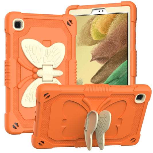 Beige PC + Silicone Anti-drop Protective Case with Butterfly Shape Holder & Pen Slot For Samsung Galaxy Tab A7 Lite 8.7 SM-T220 / SM-T225(Beige + Kumquat) - Tab A7 Lite T220 / T225 by buy2fix | Online Shopping UK | buy2fix