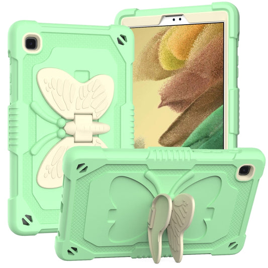 Beige PC + Silicone Anti-drop Protective Case with Butterfly Shape Holder & Pen Slot For Samsung Galaxy Tab A7 Lite 8.7 SM-T220 / SM-T225(Beige + Fresh Green) - Tab A7 Lite T220 / T225 by buy2fix | Online Shopping UK | buy2fix