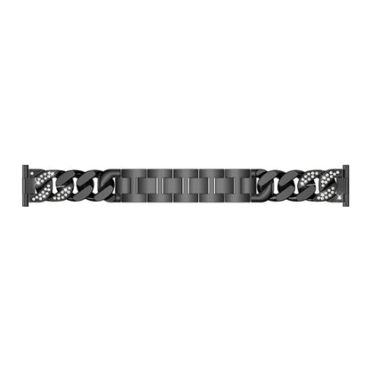 For Garmin Vivoactive 4 / Venu 2 22mm Row Diamonds Denim Chain Watch Band(Black) - Watch Bands by buy2fix | Online Shopping UK | buy2fix