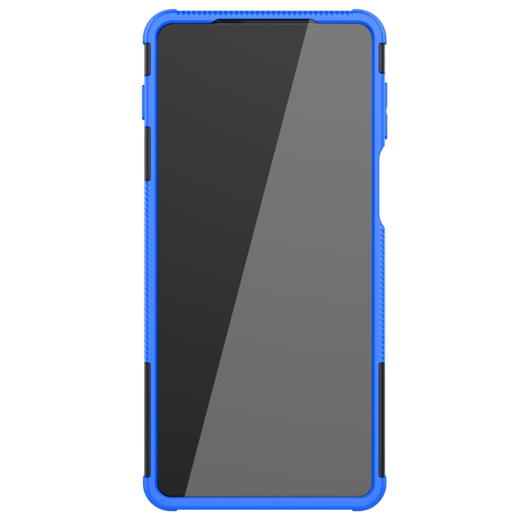 For Motorola Edge 20 Pro Tire Texture Shockproof TPU+PC Protective Case with Holder(Blue) - Motorola Cases by buy2fix | Online Shopping UK | buy2fix