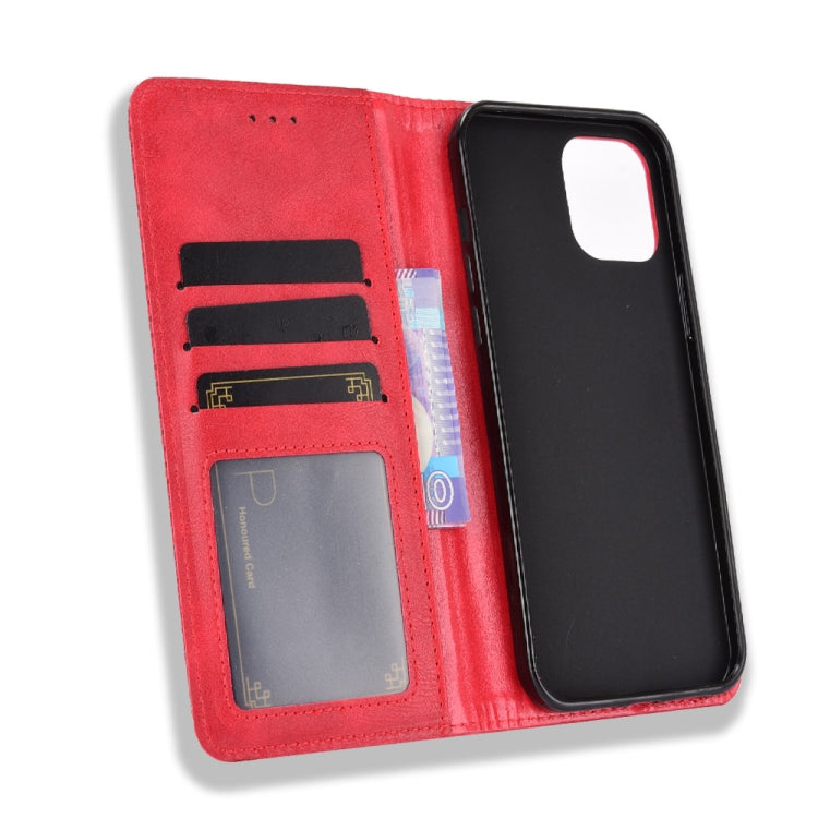 For iPhone 13 Pro Magnetic Buckle Retro Pattern Horizontal Flip Leather Case with Holder & Card Slot & Wallet (Red) - iPhone 13 Pro Cases by buy2fix | Online Shopping UK | buy2fix