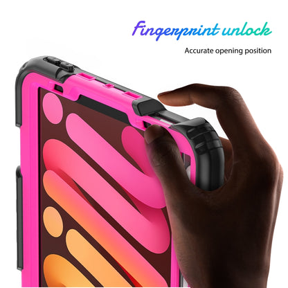 For iPad mini 6 Shockproof Silicone + PC Protective Tablet Case with Holder & Shoulder Strap & Pen Slot(Rose Red + Black) - iPad mini 6 Cases by buy2fix | Online Shopping UK | buy2fix