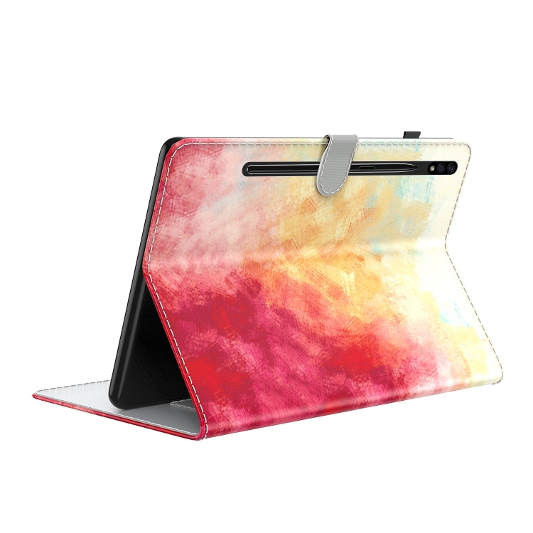 For Samsung Galaxy Tab S8 / Galaxy Tab S7 11 inch T870 / T875 / T876B Voltage Watercolor Pattern Skin Feel Magnetic Horizontal Flip PU Leather Case with Holder & Card Slots & Photo Frame(Spring Cherry) - Galaxy Tab S8 Cases by buy2fix | Online Shopping UK | buy2fix