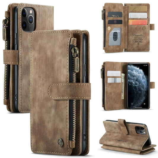 For iPhone 11 Pro CaseMe-C30 PU + TPU Multifunctional Horizontal Flip Leather Case with Holder & Card Slot & Wallet & Zipper Pocket (Brown) - iPhone 11 Pro Cases by CaseMe | Online Shopping UK | buy2fix