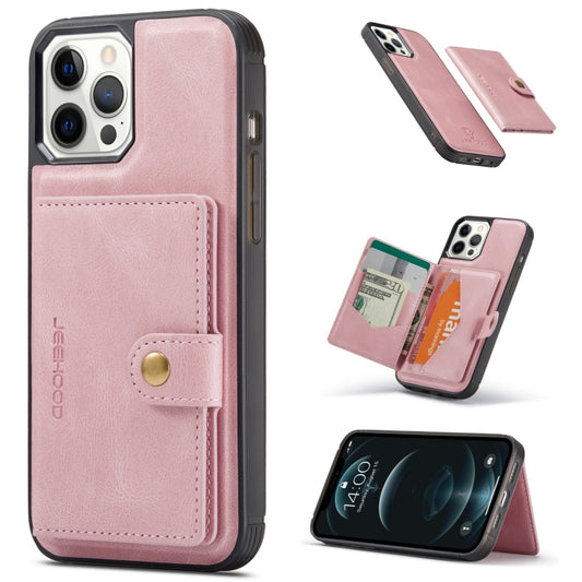 For iPhone 13 Pro JEEHOOD Retro Magnetic Detachable Protective Case with Wallet & Card Slot & Holder (Pink) - iPhone 13 Pro Cases by JEEHOOD | Online Shopping UK | buy2fix
