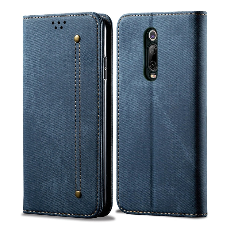 For Xiaomi Mi 9T Pro / Redmi K20 Pro Denim Texture Casual Style Horizontal Flip Leather Case with Holder & Card Slots & Wallet(Blue) - Xiaomi Cases by buy2fix | Online Shopping UK | buy2fix