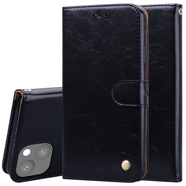 For iPhone 13 Business Style Oil Wax Texture Horizontal Flip Leather Case with Holder & Card Slots & Wallet(Black) - iPhone 13 Cases by buy2fix | Online Shopping UK | buy2fix