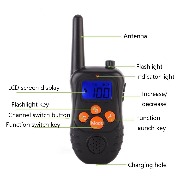 998DC Bark Stopper Remote Control Electric Shock Collar Dog Training Device, Plug Type:EU Plug - Training Aids by buy2fix | Online Shopping UK | buy2fix