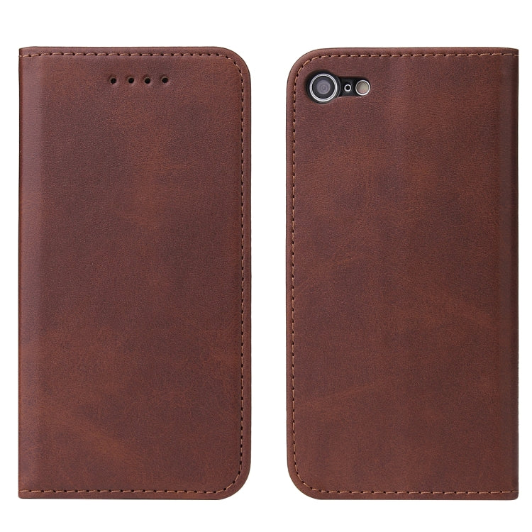 For iPhone SE 2022 / SE 2020 / 8 / 7 Calf Texture Magnetic Horizontal Flip Leather Case with Holder & Card Slots & Wallet(Brown) - iPhone SE 2022 / 2020 / 8 / 7 Cases by buy2fix | Online Shopping UK | buy2fix