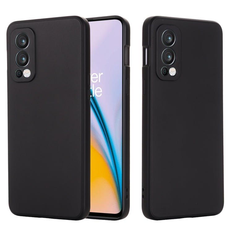 For OnePlus Nord 2 5G Solid Color Liquid Silicone Shockproof Full Coverage Protective Case(Black) - OnePlus Cases by buy2fix | Online Shopping UK | buy2fix