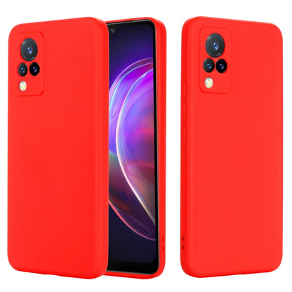 For vivo V21 5G / 4G Solid Color Liquid Silicone Shockproof Full Coverage Protective Case(Red) - vivo Cases by buy2fix | Online Shopping UK | buy2fix