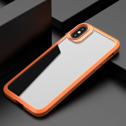 For iPhone X / XS MG Series Carbon Fiber TPU + Clear PC Four-corner Airbag Shockproof Case(Orange) - More iPhone Cases by buy2fix | Online Shopping UK | buy2fix