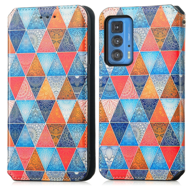 For Motorola Edge 20 Pro Colorful Magnetic Horizontal Flip PU Leather Case with Holder & Card Slot & Wallet(Rhombus) - Motorola Cases by buy2fix | Online Shopping UK | buy2fix