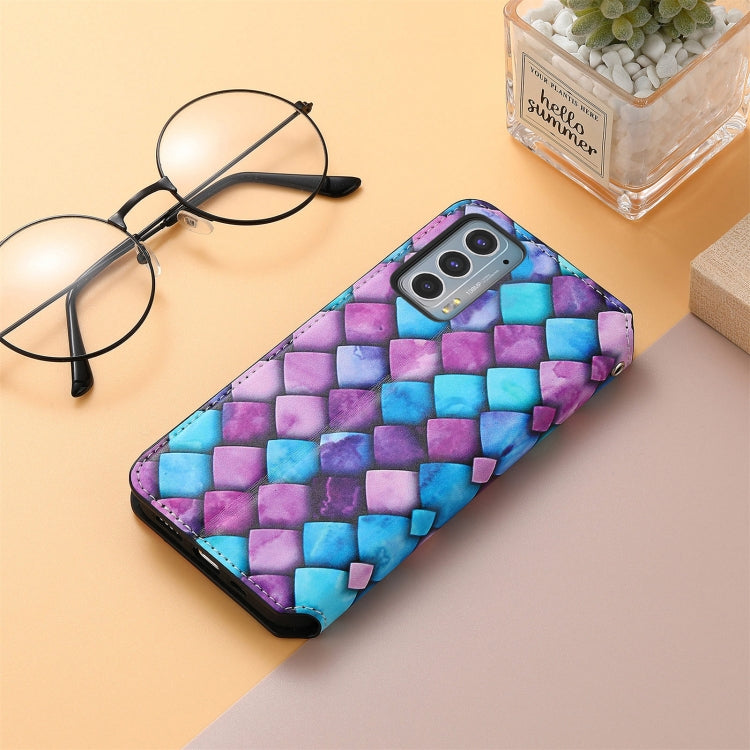 For Motorola Edge 20 Colorful Magnetic Horizontal Flip PU Leather Case with Holder & Card Slot & Wallet(Purple Scales) - Motorola Cases by buy2fix | Online Shopping UK | buy2fix