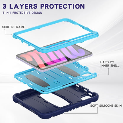 For iPad mini 6 3-Layer Protection Screen Frame + PC + Silicone Shockproof Combination Tablet Case with Holder(NavyBlue+Blue) - iPad mini 6 Cases by buy2fix | Online Shopping UK | buy2fix