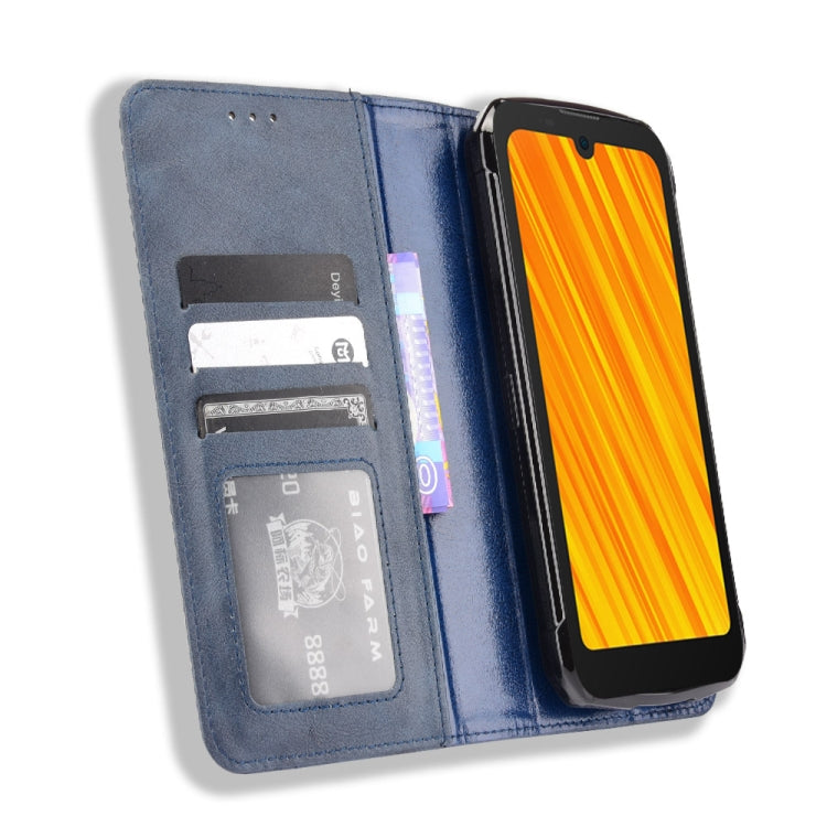 For Doogee S59 / S59 Pro Magnetic Buckle Retro Crazy Horse Texture Horizontal Flip Leather Case with Holder & Card Slots & Photo Frame(Blue) - More Brand by buy2fix | Online Shopping UK | buy2fix