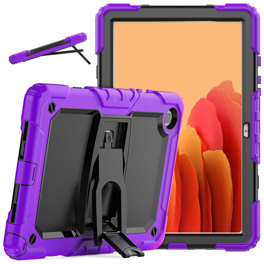 Shockproof Colorful Silicone + Black PC Tablet Protective Case with Holder & Shoulder Strap For Samsung Galaxy Tab A7 2020 T500(Purple) - Other Galaxy Tab PC by buy2fix | Online Shopping UK | buy2fix