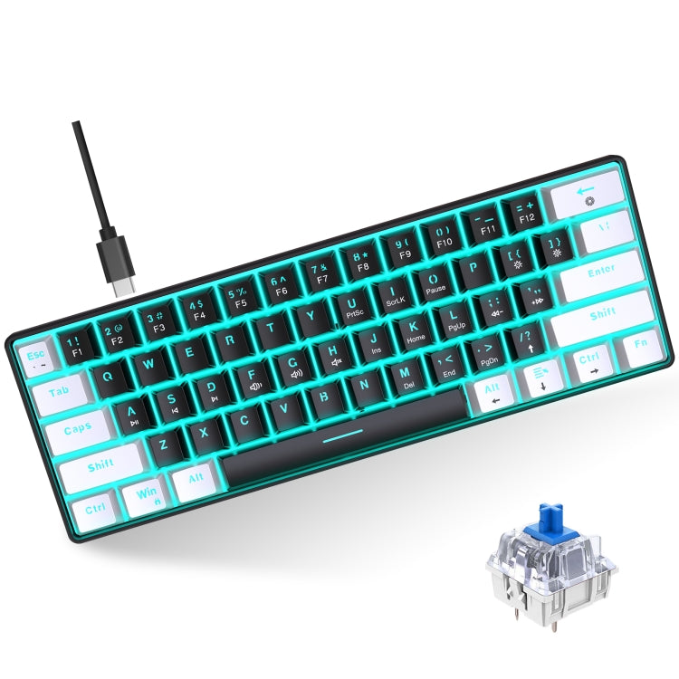 HXSJ V900 61 Keys Cool Lighting Effect Mechanical Wired Keyboard (Black White) - Wired Keyboard by HXSJ | Online Shopping UK | buy2fix