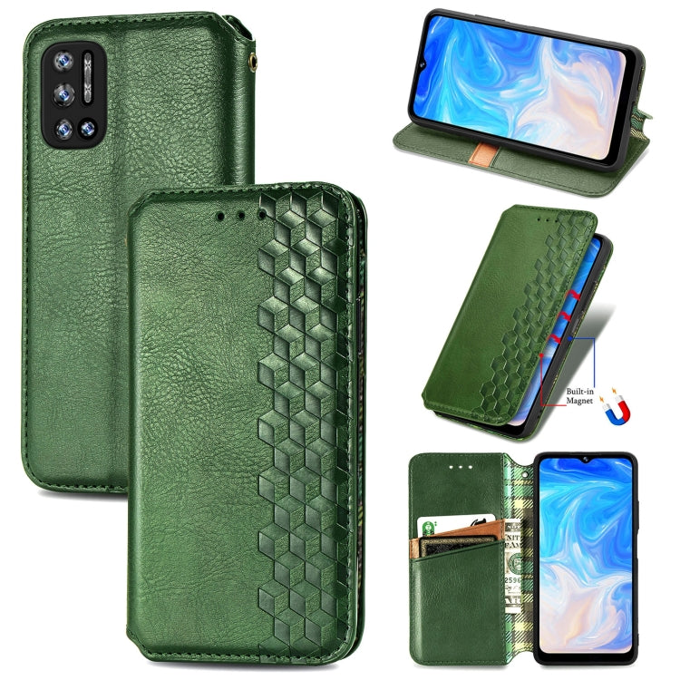 For Doogee N40 Pro Cubic Grid Pressed Horizontal Flip Magnetic Leather Case with Holder & Card Slots & Wallet(Green) - More Brand by buy2fix | Online Shopping UK | buy2fix