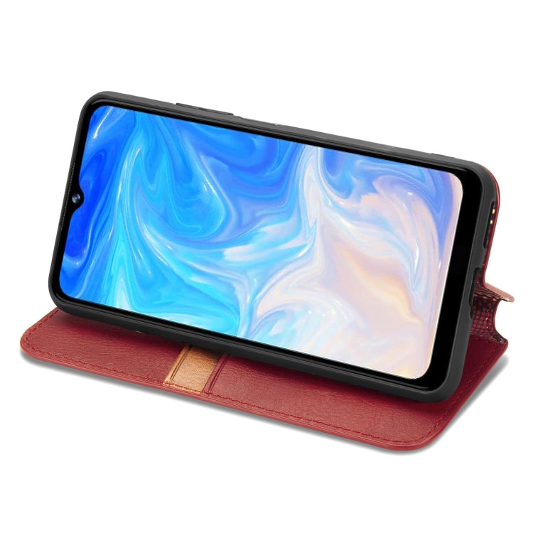 For Doogee N40 Pro Cubic Grid Pressed Horizontal Flip Magnetic Leather Case with Holder & Card Slots & Wallet(Red) - More Brand by buy2fix | Online Shopping UK | buy2fix