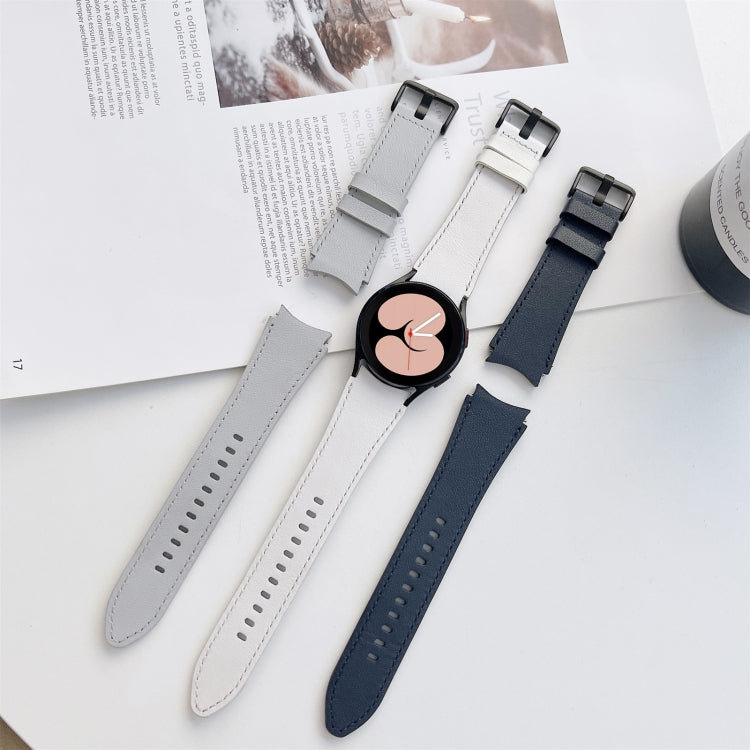 For Samsung Galaxy Watch4 40mm / 44mm Double-sided Leather Strap Watch Band(White) - Watch Bands by buy2fix | Online Shopping UK | buy2fix