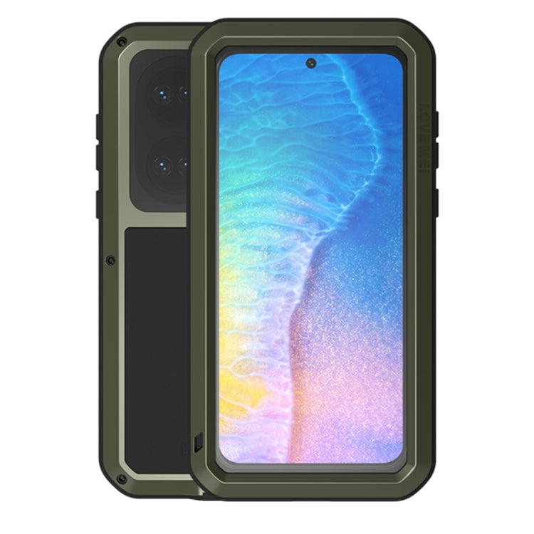 For Huawei P50 LOVE MEI Metal Shockproof Waterproof Dustproof Protective Phone Case with Glass(Green) - Huawei Cases by LOVE MEI | Online Shopping UK | buy2fix