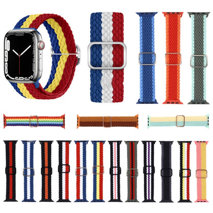 Adjustable Striped Woven Nylon Strap Watch Band For Apple Watch Ultra 49mm&Watch Ultra 2 49mm / Series 9&8&7 45mm / SE 3&SE 2&6&SE&5&4 44mm / 3&2&1 42mm(Black White Pink) - Watch Bands by buy2fix | Online Shopping UK | buy2fix