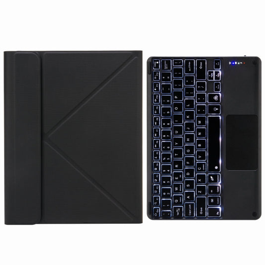 H-097CS Touch Backlight Bluetooth Keyboard Leather Case with Rear Three-fold Holder For iPad 9.7 2018 & 2017(Black) - Universal by buy2fix | Online Shopping UK | buy2fix