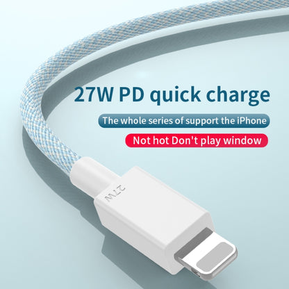 27W PD USB-C / Type-C to 8 Pin Fast Charging Braided Data Cable, Cable Length: 1m(Blue) - 2 in 1 Cable by buy2fix | Online Shopping UK | buy2fix