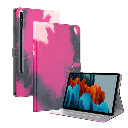 For Samsung Galaxy Tab S9 Watercolor Pattern Flip Leather Tablet Case(Berry Color) - Galaxy Tab S9 Cases by buy2fix | Online Shopping UK | buy2fix