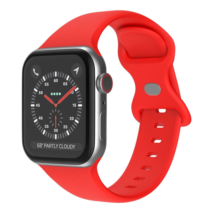 Butterfly Buckle Silicone Watch Band, Size: S For Apple Watch Ultra 49mm&Watch Ultra 2 49mm / Series 9&8&7 45mm / SE 3&SE 2&6&SE&5&4 44mm / 3&2&1 42mm(Red) - Watch Bands by buy2fix | Online Shopping UK | buy2fix