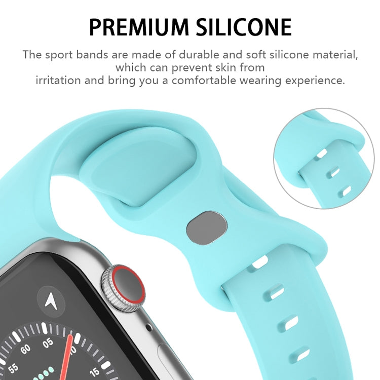 Butterfly Buckle Silicone Watch Band, Size: S For Apple Watch Ultra 49mm&Watch Ultra 2 49mm / Series 9&8&7 45mm / SE 3&SE 2&6&SE&5&4 44mm / 3&2&1 42mm(Ice Sea Blue) - Watch Bands by buy2fix | Online Shopping UK | buy2fix