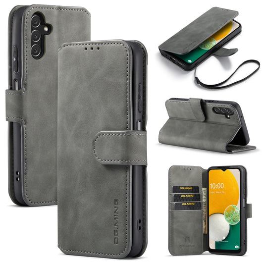 For Samsung Galaxy A13 5G DG.MING Retro Oil Edge Flip Leather Phone Case(Grey) - Galaxy Phone Cases by DG.MING | Online Shopping UK | buy2fix