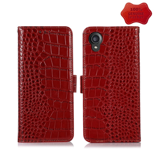 For Kyocera Digno BX2 Crocodile Top Layer Cowhide Leather Phone Case(Red) - More Brand by buy2fix | Online Shopping UK | buy2fix