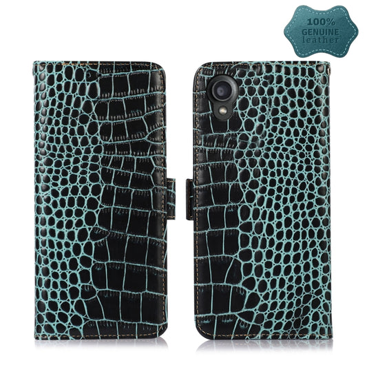 For Kyocera Digno BX2 Crocodile Top Layer Cowhide Leather Phone Case(Green) - More Brand by buy2fix | Online Shopping UK | buy2fix