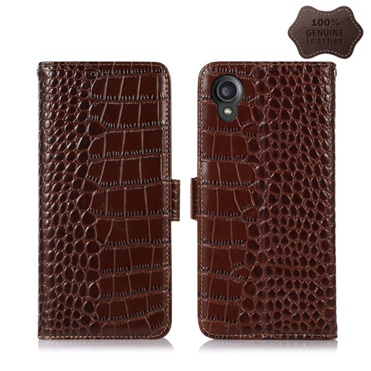 For Kyocera Digno BX2 Crocodile Top Layer Cowhide Leather Phone Case(Brown) - More Brand by buy2fix | Online Shopping UK | buy2fix