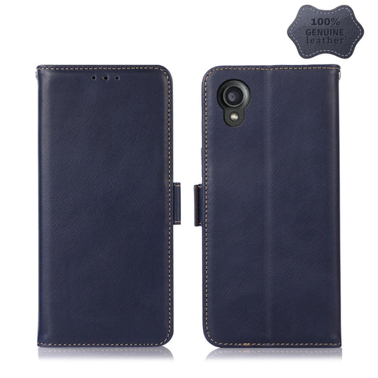 For Kyocera Digno BX2 Crazy Horse Top Layer Cowhide Leather Phone Case(Blue) - More Brand by buy2fix | Online Shopping UK | buy2fix